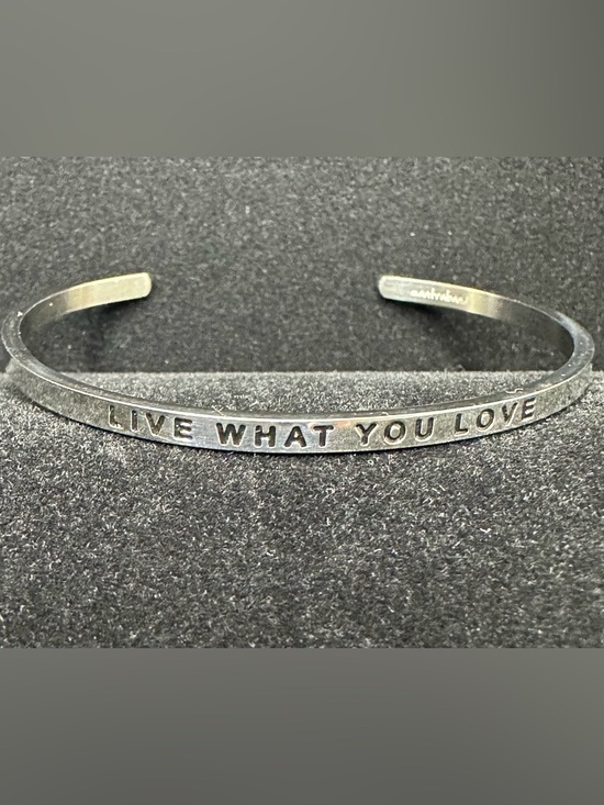 MantraBand Jewelry - Mantraband “Live What You Love” Cuff Bracelet Silver Tone Inspirational Bangle